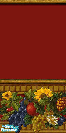 Sims 2 — Fruit and Red by Lorah — Graped, apples, pinneapple, cherries and sunflowers in vivid reds, yellows blue, etc.