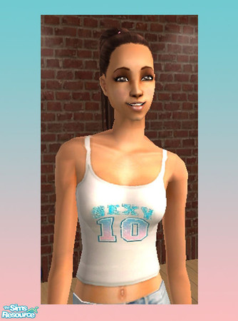 Sims 2 — Sexy 10 Tank by ShortyBoo — A white tank that says "Sexy 10" on it. For adults and young adults.
