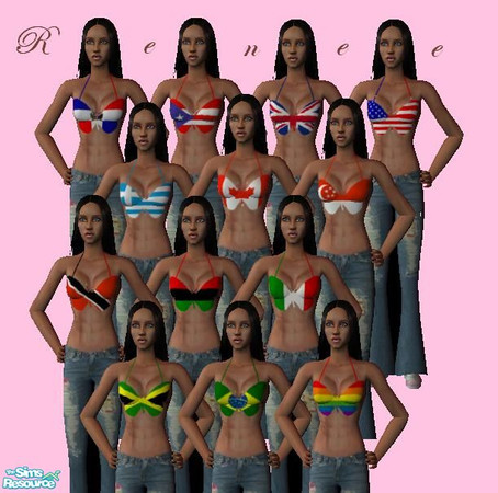 Sims 2 — La Bandera by Jordansgirl — All these flags of Countries shown are made into shirts for Young adult females and