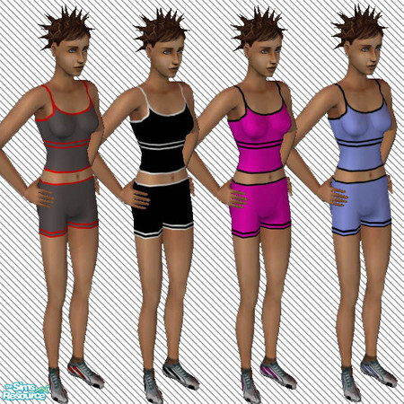 Sims 2 — Athletic Shorts Outfits by alc99999 — A set of athletic wear for your adult female sims.