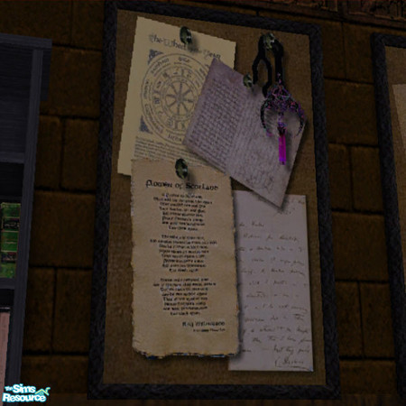 Sims 2 — Wizard's Bullitan 2 by arenaria — Parchment papers, ancient maps and a wizards talsman. Part of my