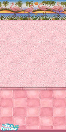 Sims 2 — am_flamingo03 by Cruella — Flamingo wall, has matching floor tile.