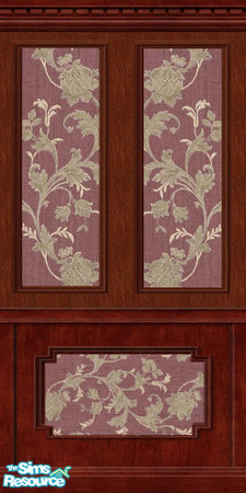 Sims 2 — Madam Malkin Shop Wall by luvs10s — Mahogany wood paneling with paper inset for Madam Malkin Robes for all