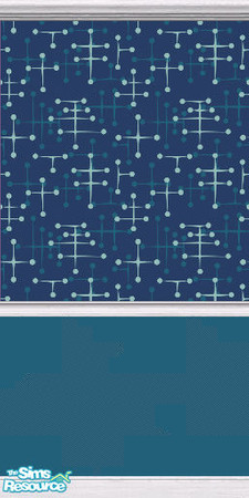 Sims 2 — Eames Wallpaper (Navy) by DJLadyPope — Navy 1950's wallpaper with dark blue paint. Pattern by pixeldecor.com