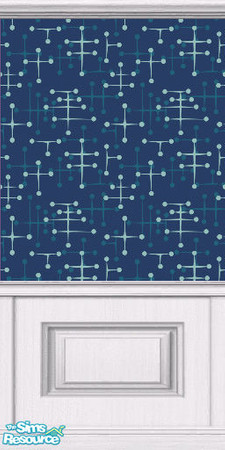 Sims 2 — Eames Wallpaper (Navy) by DJLadyPope — Navy 1950's wallpaper with white coffer. Pattern by pixeldecor.com