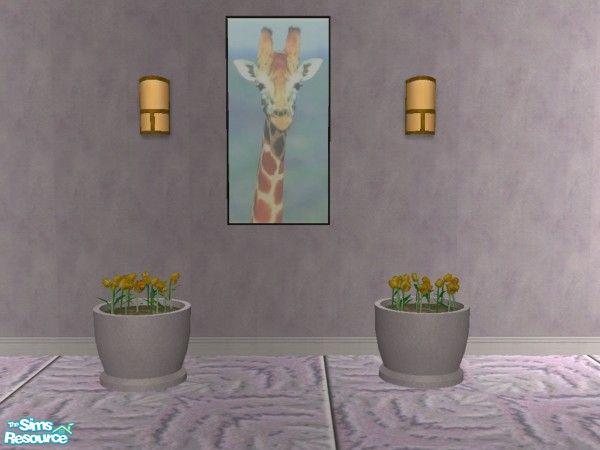 Sims 2 — Giraffe by oldmember_Go4fall — A Cute painting of a giraffe with a blue background. Can be found as an option of