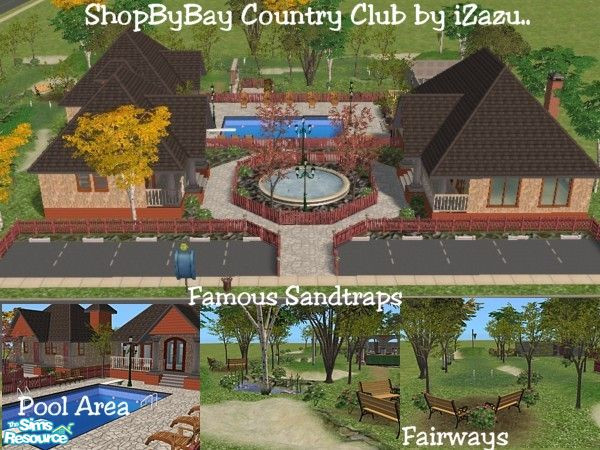 Sims 2 — Shop By Bay Country Club by iZazu — Par3 Club (for looks only), Famous sandtraps,straight fairways, Tennis,