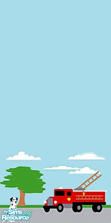 Sims 2 — Fire Truck by Lorah — A red fire truck, dalmation and mint paint.