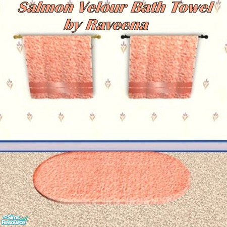 Sims 2 — Salmon Velour Bath Towel by Raveena — These towels match my Velour bath set that was previously published on