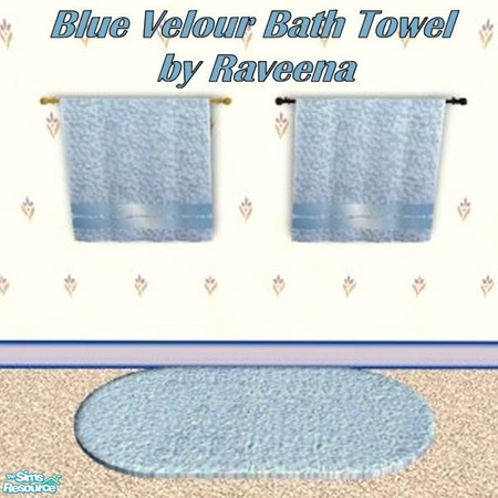 Sims 2 — Blue Velour Bath Towel by Raveena — These towels match my Velour bath set that was previously published on TSR.