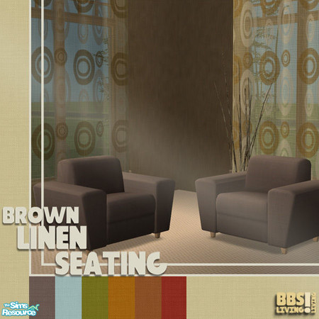 Sims 2 — Linen Seating set, Liver brown armchair by BetterbeSim — Liver brown linen fabric effect. Recolor of the
