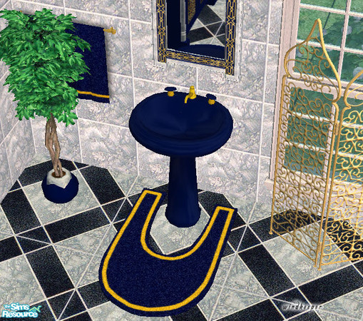 Sims 2 — Asian blue marble pedestal sink by TSR Archive — Asian blue marble pedestal sink