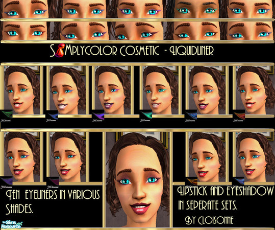 Sims 2 — Simplycolor Cosmetics Liners by Cloisonne — A selection of Eyeliners.