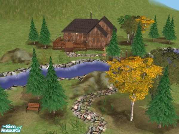 Sims 2 — The Butte by Pinecat — Sims love the serenity of this secluded little fishing cabin. Perfect for a single Sim or