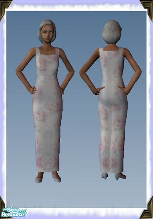 Sims 2 — Spring Dress - Elder by Chillyzgrrl — White floral print dress.