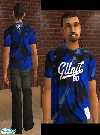 Sims 2 — G-Unit Black & Blue Tee by ShortyBoo — A black & blue G-Unit tee and jeans. Please rate!