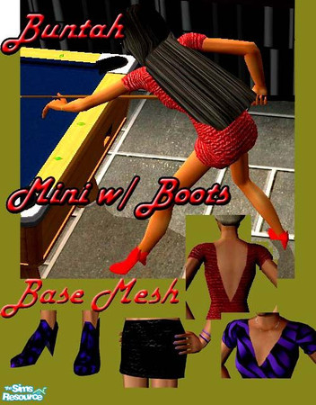 Sims 2 — Mini with Boots  BASE MESH by buntah — This is the base mesh file for this new outfit. You MUST have this in