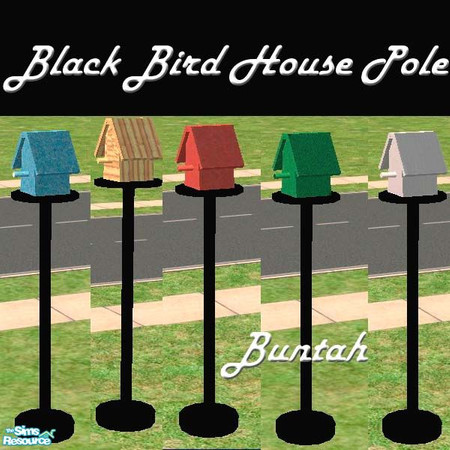 Sims 2 — Black Bird House POLE by buntah — This is by request. Free-standing birdhouses. This is the black bird house