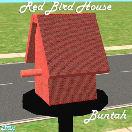 Sims 2 — Red Bird House by buntah — This is by request. Free-standing birdhouses. This is the red bird house. In