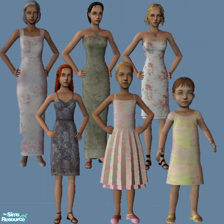 Sims 2 — Spring Dress Collection by Chillyzgrrl — Six beautiful spring dresses in flowery print for your Sims. 