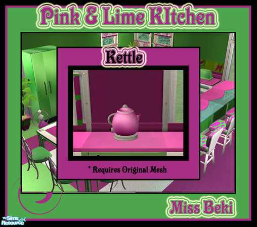 Sims 2 — Kettle - Pink & Lime Kitchen Collection by miss_beki — MESH RECOLOUR Toaster - Pink & Lime Kitchen