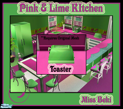 Sims 2 — Toaster - Pink & Lime Kitchen Collection by miss_beki — MESH RECOLOUR Toaster - Pink & Lime Kitchen