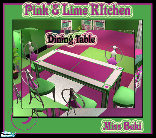 Sims 2 — Dining Table - Pink & Lime Kitchen Colle by miss_beki — Dining Table - Pink & Lime Kitchen Collection by