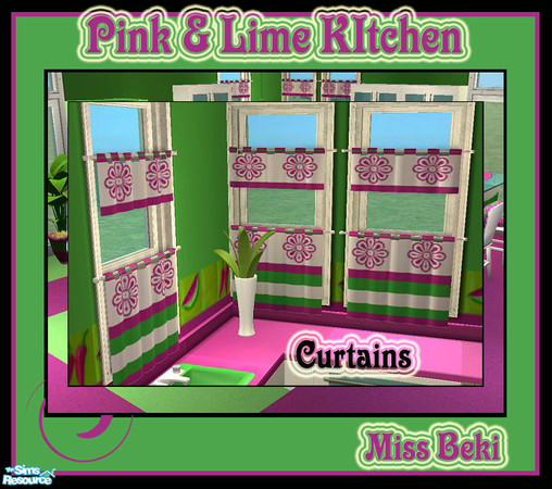 Sims 2 — Curtains - Pink & Lime Kitchen Collectio by miss_beki — Curtains - Pink & Lime Kitchen Collection by