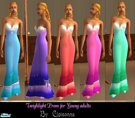 Sims 2 — Twighlight Prom by Cloisonne — Colourful dresses for any formal occasion.