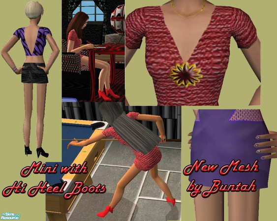 Sims 2 — Mini with Hi Heel Boots by buntah — OK, this is my FIRST clothing mesh, so go easy on me!! It's not perfect but