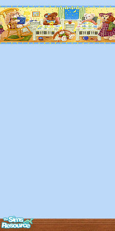 Sims 2 — Boyds Bear Bedtime Border by Lorah — Boyd's bears at bedtime border on a baby blue paint.