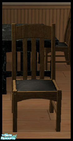 Sims 2 — Oak Dining Chair with Black Pad by SSilver — Part of my Black Marble and Oak Kitchen.
