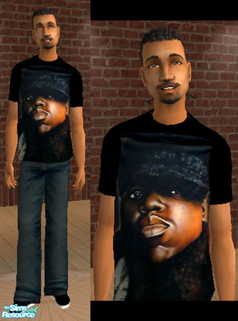 Sims 2 — Biggie Airbrushed Tee 01 by ShortyBoo — A black airbrushed tee with Biggie aka Notorious B.I.G. on it. Please