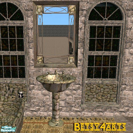 Sims 2 — Medieval Mirror by Betsy4arts — This is a weathered wood and stone mirror.Betsy's creations