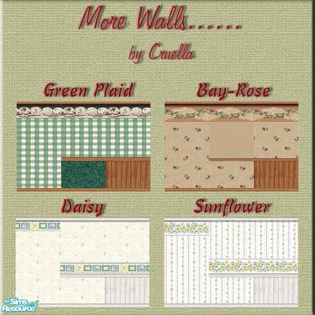 Sims 2 — am_MoreWalls by Cruella — A little kitchen, bedroom and misc wallpaper for your Sims home enjoyment.