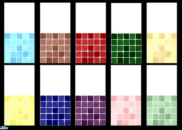 Sims 2 — MDP Colour Pack I Half White-Tile by MelandStv — There are 10 colourful walls in this set. They are part of my
