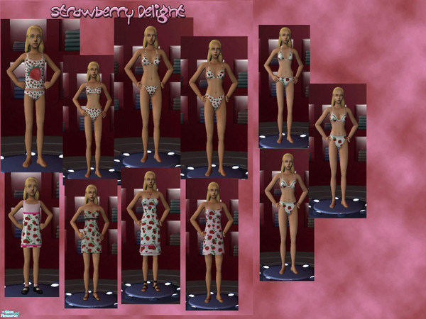 Sims 2 — Strawberry Delight by KagomeHanyou — Series of clothing all dedicated to Strawberries. Inspired by my favorite