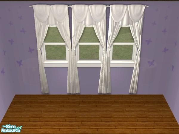 Sims 2 — Maxis Tieback Curtains White by portiapudding — White recolour of Maxis tieback curtains. This will recolour all
