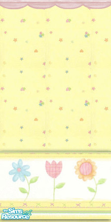 Sims 2 — Kids Yellow Florals by STP Carly — Fun walls for kids of all ages!