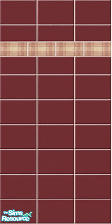 Sims 2 — Burgundy Wall Tile by TSR Archive — Wall proportions are correct in the game.