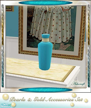 Sims 2 — Pearls and Gold Aquamarine Vase by Cashcraft — To complete the Pearls and Gold Bedroom Suite--accessories (vases