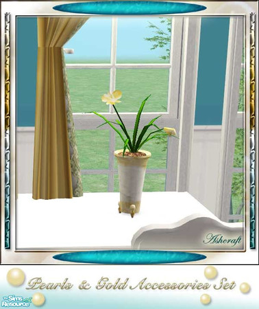 Sims 2 — Pearls and Gold Planter with Orchid by Cashcraft — To complete the Pearls and Gold Bedroom Suite--accessories