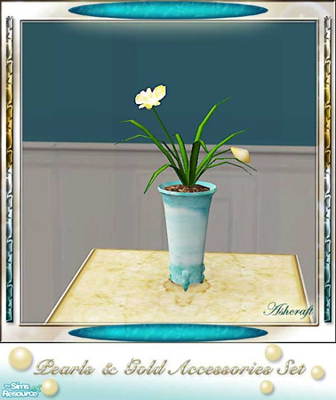 Sims 2 — Pearls and Gold Aqua Planter with Orchid by Cashcraft — To complete the Pearls and Gold Bedroom