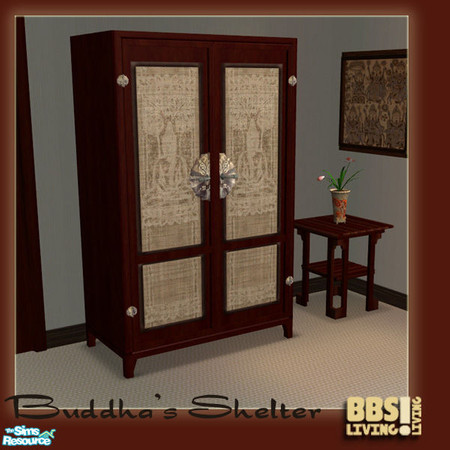 Sims 2 — Buddha's Shelter bedroomset, Armoire by BetterbeSim — Not just to store clothes in this armoire, also to look at