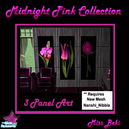 Sims 2 — Midnight Pink  Floral Art by miss_beki — Midnight Pink Floral Art. This is a mesh Recolour of the