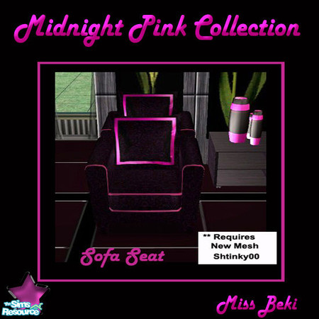 Sims 2 — Midnight Pink Sofa Chair by miss_beki — Midnight Pink Sofa Chair. Part of Set by Miss Beki. This is a mesh
