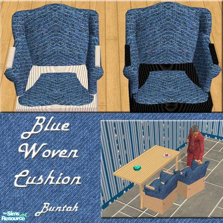 Sims 2 — Anywhere Chair - Blue Woven Cushions by buntah — This chair is more than just an easy chair ... it also works