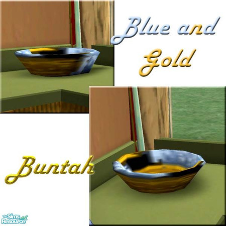Sims 2 — Blue & Gold Bowl by buntah — This is part of Buntah's Bowls collection and requires the base mesh bowl in