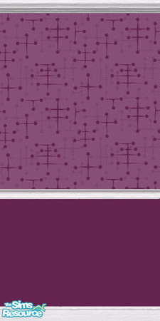 Sims 2 — Eames Wallpaper (Plum) by DJLadyPope — Plum 1950's wallpaper with darker purple paint. Pattern by pixeldecor.com