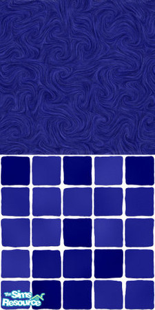 Sims 2 — MDP Navy Swirl Half Solid-Tile by MelandStv — There are 10 colours and 2 textures for a total of 20 walls in